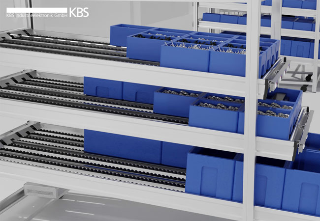 KBS E-Kanban System SEKAN monitors the material replenishment requirement in the flow rack